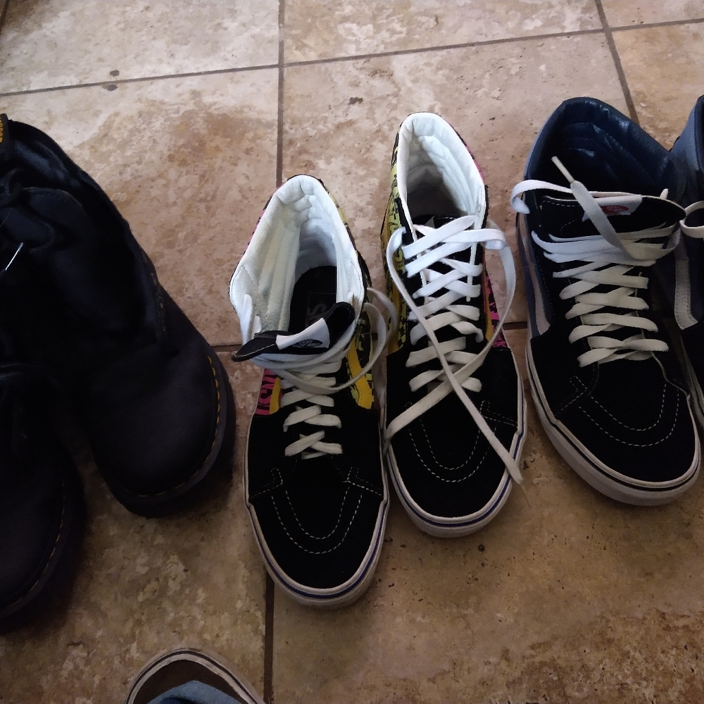 Vans and steel toe doc martens for all 3 for 150